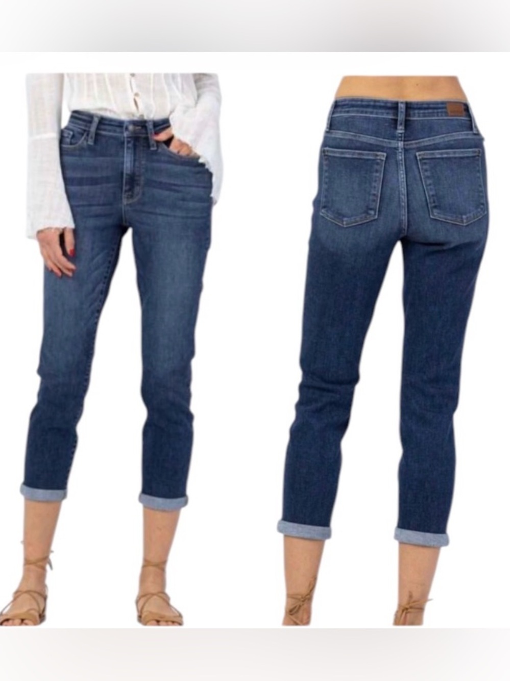 Judy Blue High Rise Crop Slim Jeans Womens 5/27 Stretch Blue Denim 82390